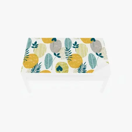 Chapa adhesiva para mesa y escritorio patrón botánico moderno en tonos mostaza y verde azulado – Pixers®