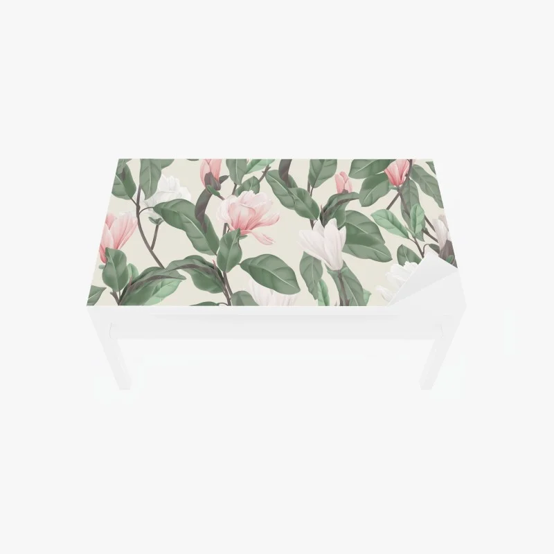 Chapa adhesiva para mesa y escritorio patrón de magnolias en tonos pastel