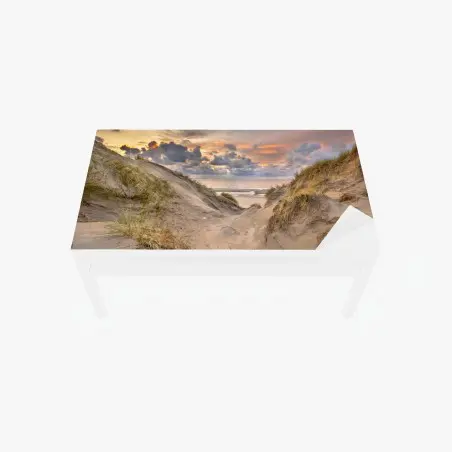 Chapa adhesiva para mesa y escritorio puesta de sol sobre las dunas de Zeeland – Pixers®