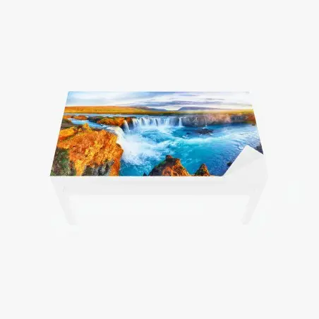 Chapa adhesiva para mesa y escritorio amanecer en Godafoss: cascada mística de Islandia – Pixers®