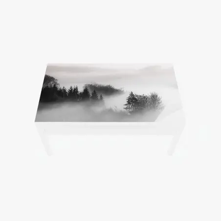Chapa adhesiva para mesa y escritorio silencio en el bosque entre nieblas – Pixers®