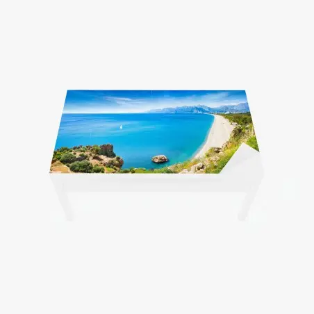 Chapa adhesiva para mesa y escritorio panorámica de la playa Konyaalti en Antalya – Pixers®
