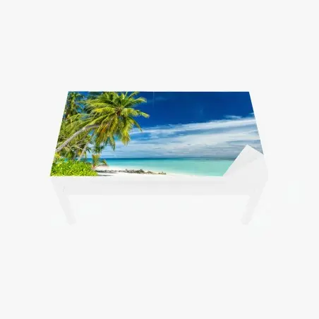 Chapa adhesiva para mesa y escritorio playa tropical de palmeras y mar turquesa – Pixers®
