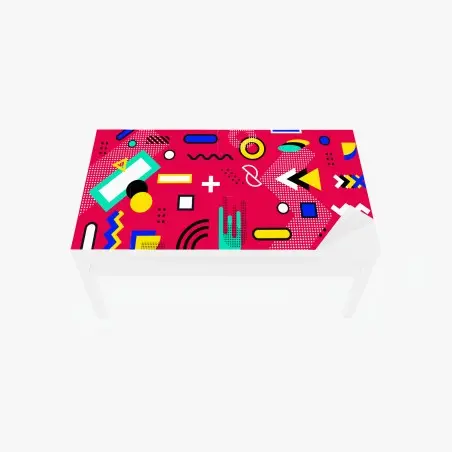 Chapa adhesiva para mesa y escritorio diseño geométrico pop sobre fondo fucsia – Pixers®