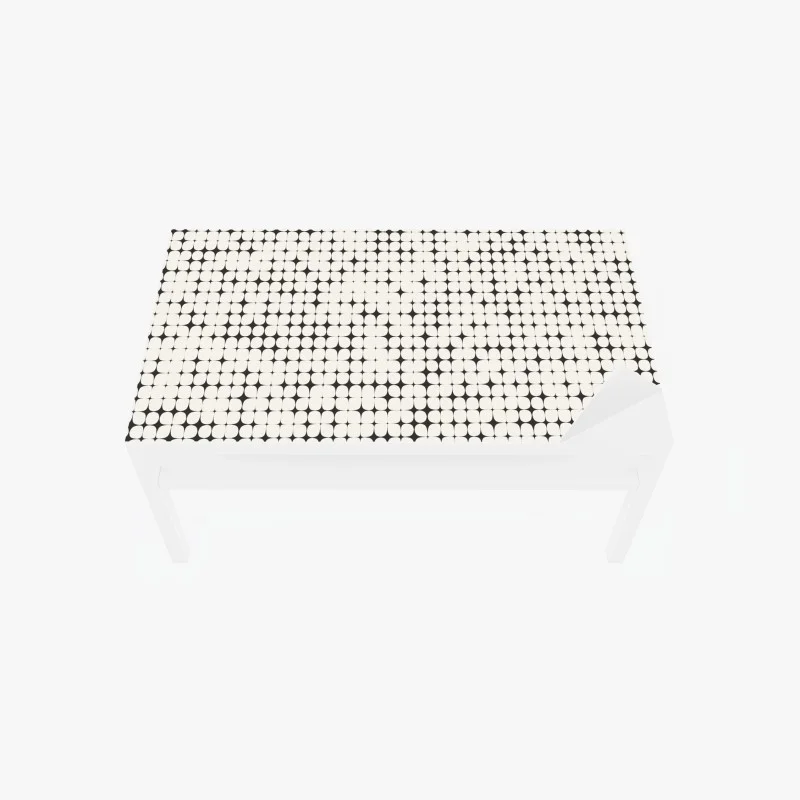 Chapa adhesiva para mesa y escritorio patrón geométrico óptico en blanco y negro