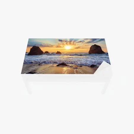 Chapa adhesiva para mesa y escritorio atardecer dorado en la costa rocosa – Pixers®