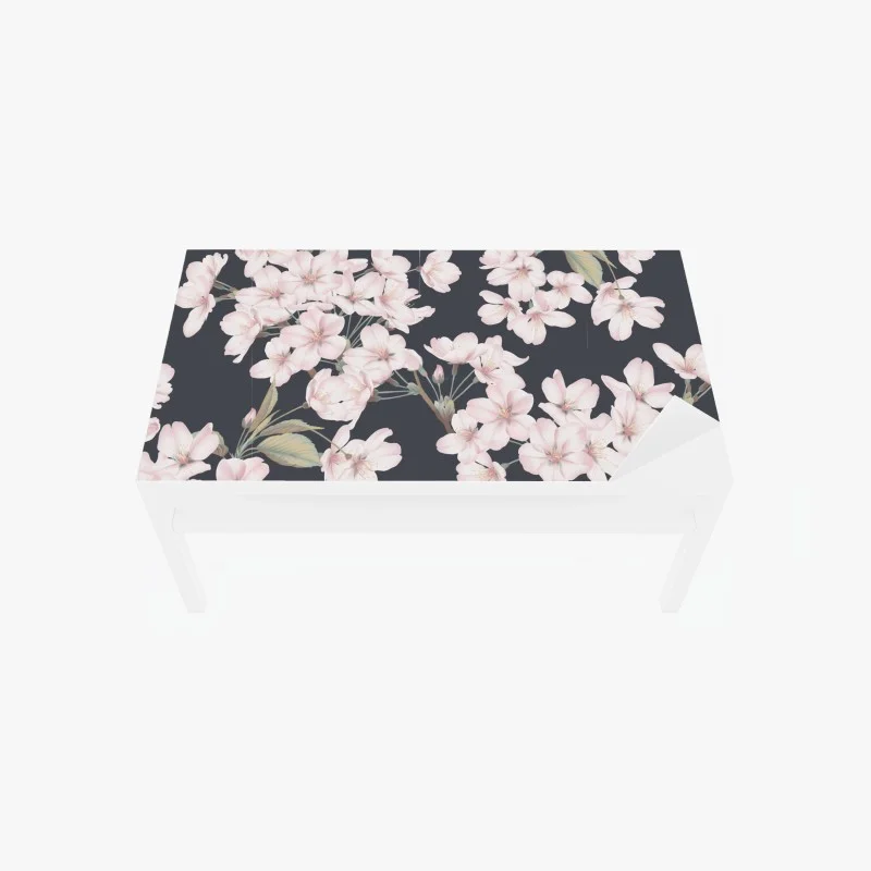 Chapa adhesiva para mesa y escritorio flores de cerezo sobre fondo gris oscuro