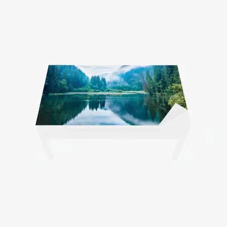 Chapa adhesiva para mesa y escritorio amanecer brumoso en Lacu Rosu – Pixers®