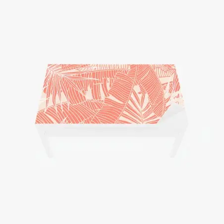 Chapa adhesiva para mesa y escritorio diseño tropical de hojas en coral – Pixers®