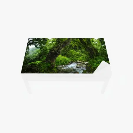 Chapa adhesiva para mesa y escritorio arco natural en bosque verde junto al río – Pixers®