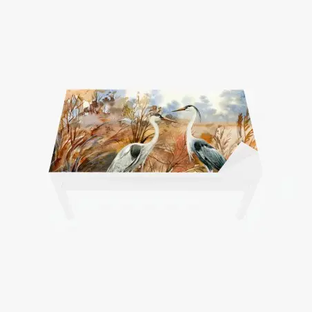 Chapa adhesiva para mesa y escritorio garzas en el humedal otoñal – Pixers®