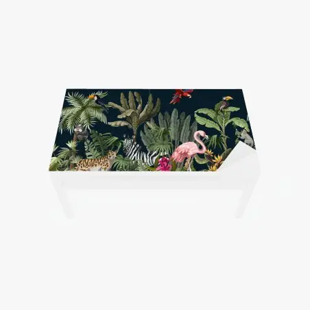 Chapa adhesiva para mesa y escritorio escena selvática de fauna y vegetación tropical – Pixers®