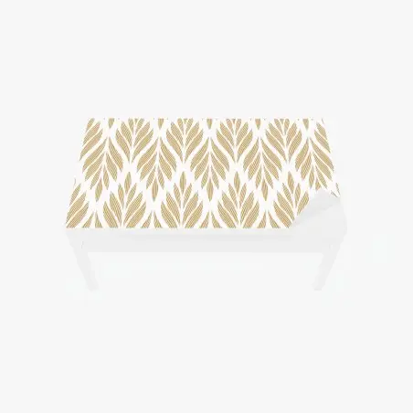 Chapa adhesiva para mesa y escritorio motivo de hojas doradas sobre fondo blanco – Pixers®