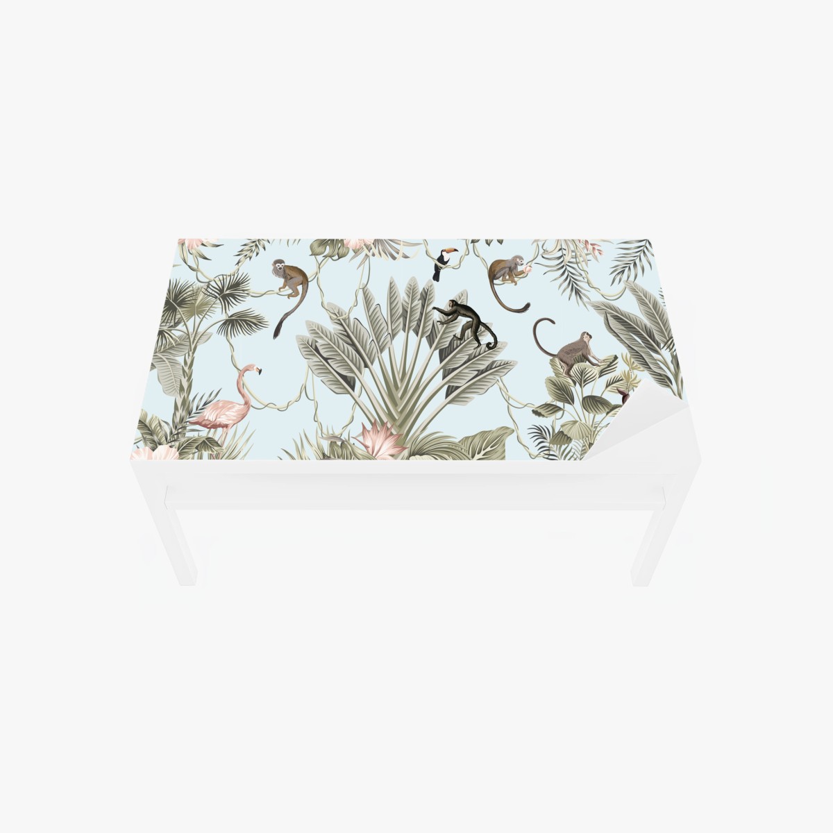 Chapa adhesiva para mesa y escritorio selva tropical en tonos pastel estilo vintage – Pixers®