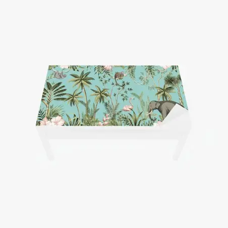 Chapa adhesiva para mesa y escritorio escena tropical con elefante y flamenco – Pixers®