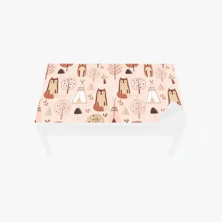 Chapa adhesiva para mesa y escritorio bosque encantado de zorros en tonos pastel – Pixers®