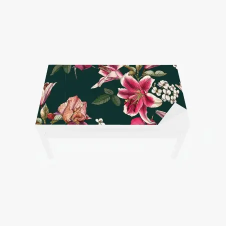 Chapa adhesiva para mesa y escritorio estampado floral vintage en tonos rosa y verde oscuro – Pixers®
