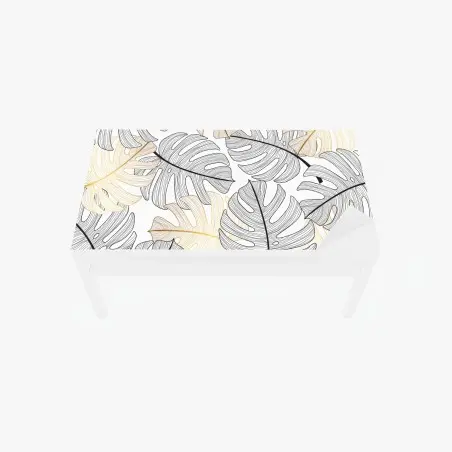 Chapa adhesiva para mesa y escritorio hojas de monstera en líneas negras y doradas – Pixers®