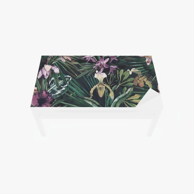 Chapa adhesiva para mesa y escritorio orquídeas y palmas en acuarela