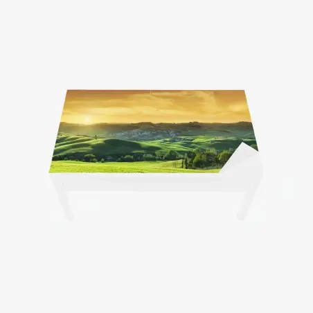 Chapa adhesiva para mesa y escritorio panorama de colinas de la Toscana al atardecer – Pixers®