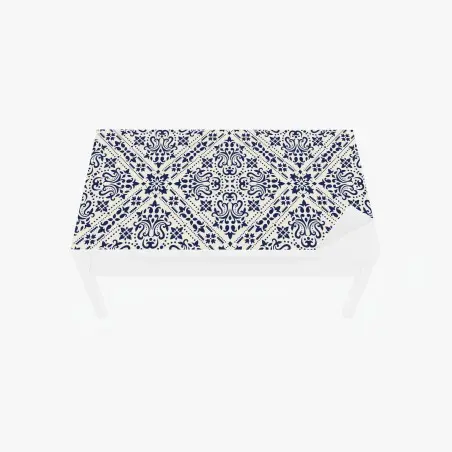 Chapa adhesiva para mesa y escritorio motivo damasco azul marino y crema – Pixers®
