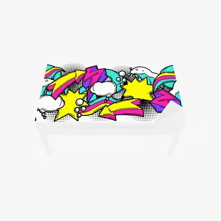 Chapa adhesiva para mesa y escritorio explosión pop art colorida con flechas y estrellas – Pixers®