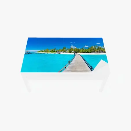 Chapa adhesiva para mesa y escritorio muelle hacia el paraíso tropical sobre agua turquesa – Pixers®