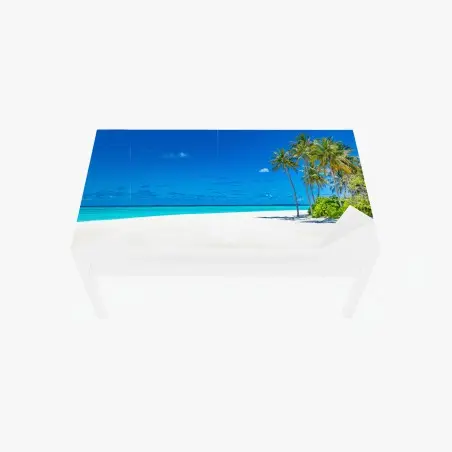 Chapa adhesiva para mesa y escritorio escena de playa tropical de arena blanca – Pixers®
