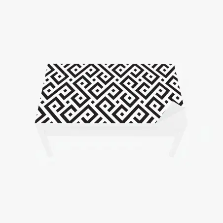 Chapa adhesiva para mesa y escritorio patrón meandro geométrico en blanco y negro – Pixers®