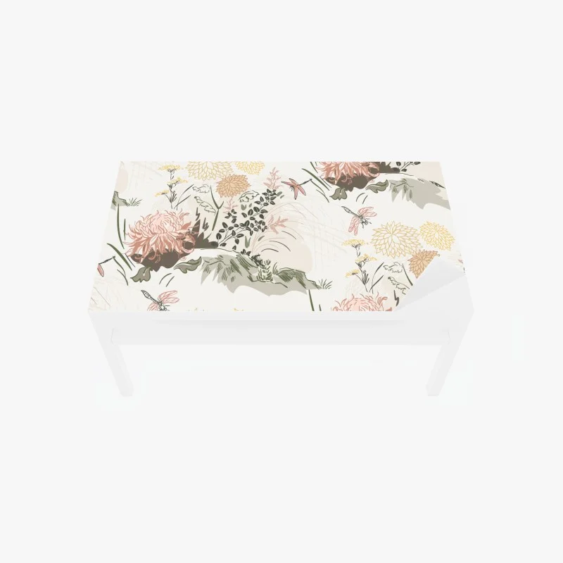 Chapa adhesiva para mesa y escritorio patrón floral botánico en tonos pastel