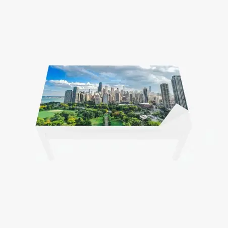 Chapa adhesiva para mesa y escritorio panorama urbano de Chicago con parque y lago – Pixers®