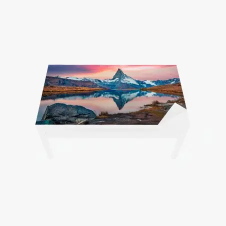 Chapa adhesiva para mesa y escritorio amanecer sobre Stellisee y Matterhorn – Pixers®