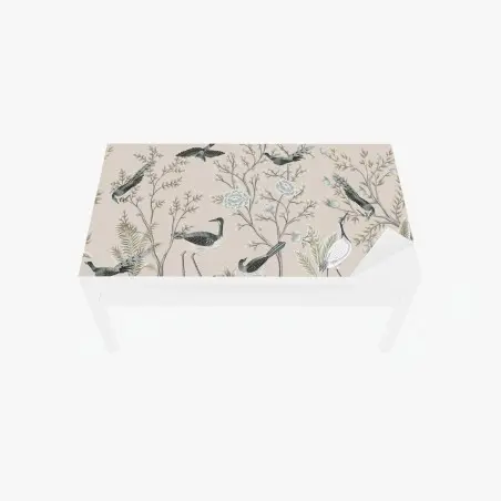 Chapa adhesiva para mesa y escritorio escena de aves y flores en tonos neutros – Pixers®