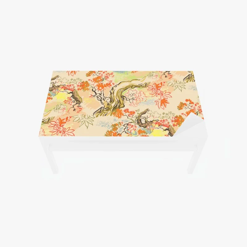 Chapa adhesiva para mesa y escritorio motivo oriental de arces otoñales en tonos pastel
