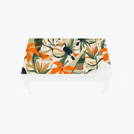 Chapa adhesiva para mesa y escritorio selva tropical con tucanes y flores – Pixers®