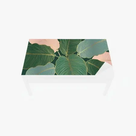 Chapa adhesiva para mesa y escritorio hojas tropicales con líneas doradas – Pixers®