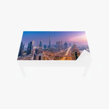 Chapa adhesiva para mesa y escritorio panorama urbano de Dubái al atardecer – Pixers®