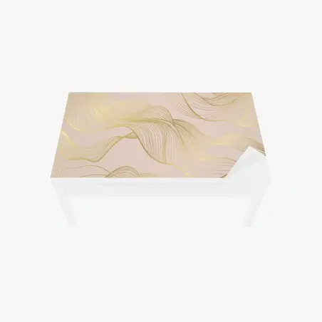 Chapa adhesiva para mesa y escritorio ondas doradas sobre fondo rosa empolvado – Pixers®