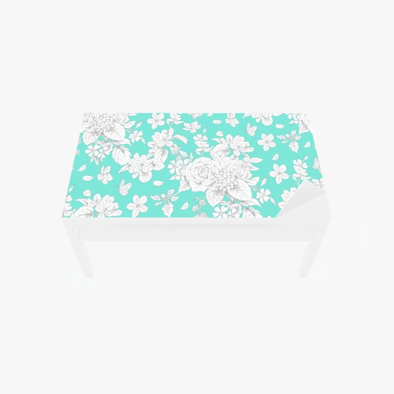 Chapa adhesiva para mesa y escritorio estampado floral vintage en turquesa