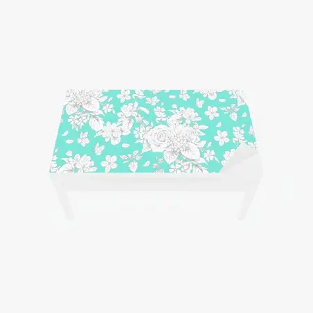 Chapa adhesiva para mesa y escritorio estampado floral vintage en turquesa – Pixers®