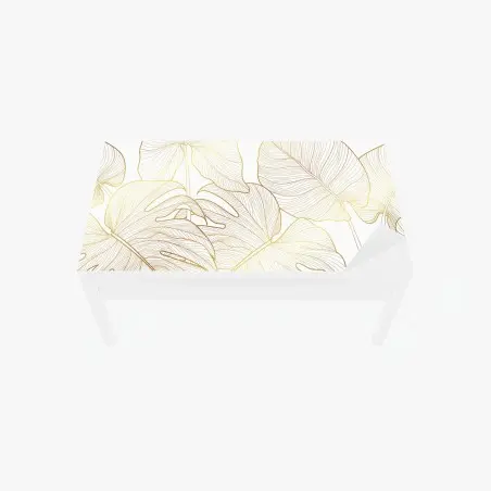 Chapa adhesiva para mesa y escritorio diseño botánico de hojas doradas – Pixers®