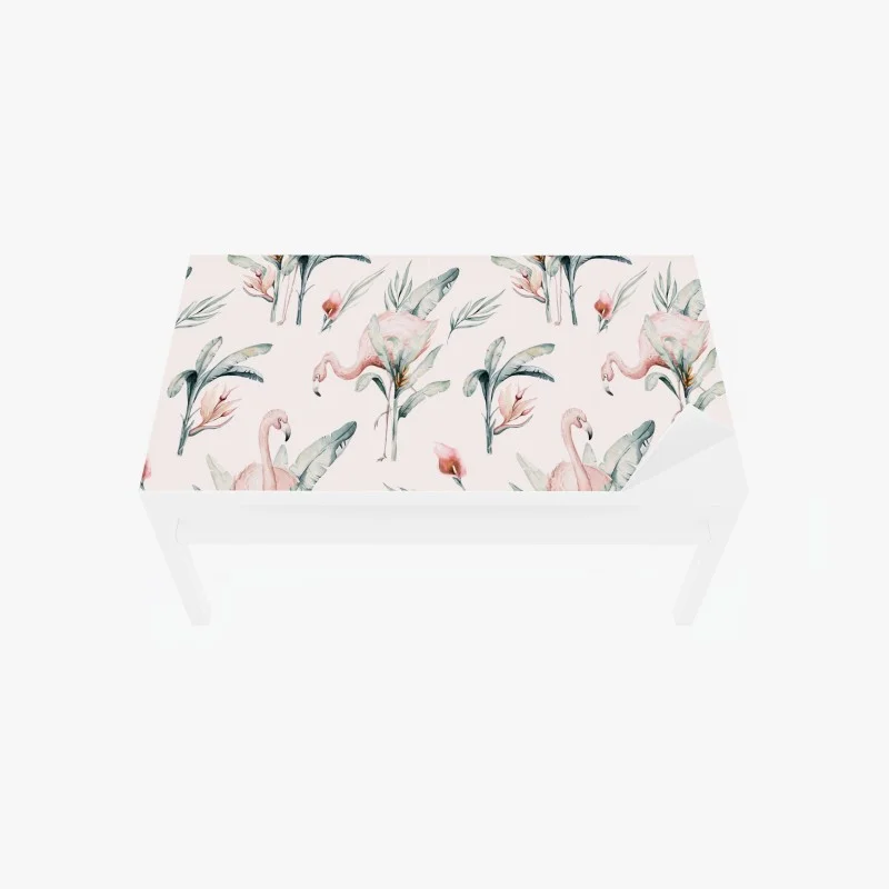 Chapa adhesiva para mesa y escritorio estampado tropical de flamencos en acuarela