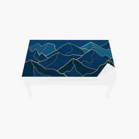 Chapa adhesiva para mesa y escritorio paisaje montañoso en líneas doradas – Pixers®