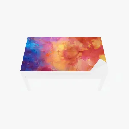 Chapa adhesiva para mesa y escritorio arte abstracto en tonos cálidos y fríos con vetas doradas – Pixers®