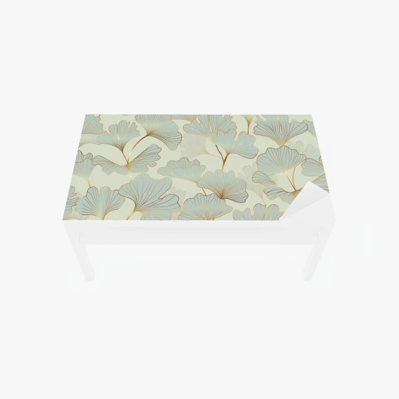 Chapa adhesiva para mesa y escritorio patrón elegante de hojas de ginkgo doradas