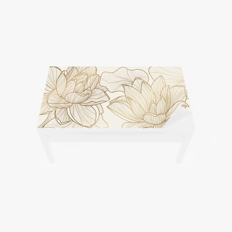 Chapa adhesiva para mesa y escritorio ilustración floral dorada minimalista
