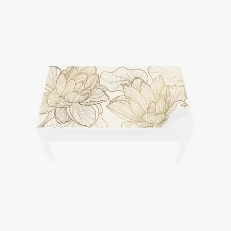 Chapa adhesiva para mesa y escritorio ilustración floral dorada minimalista – Pixers®