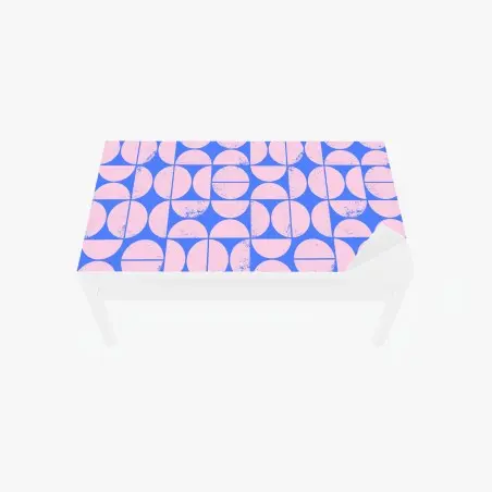 Chapa adhesiva para mesa y escritorio patrón geométrico retro en rosa y azul – Pixers®