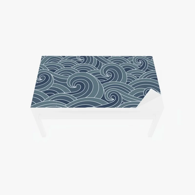 Chapa adhesiva para mesa y escritorio patrón de olas marinas en tonos azules
