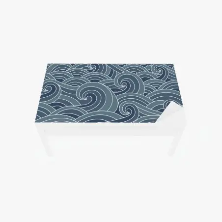 Chapa adhesiva para mesa y escritorio patrón de olas marinas en tonos azules – Pixers®